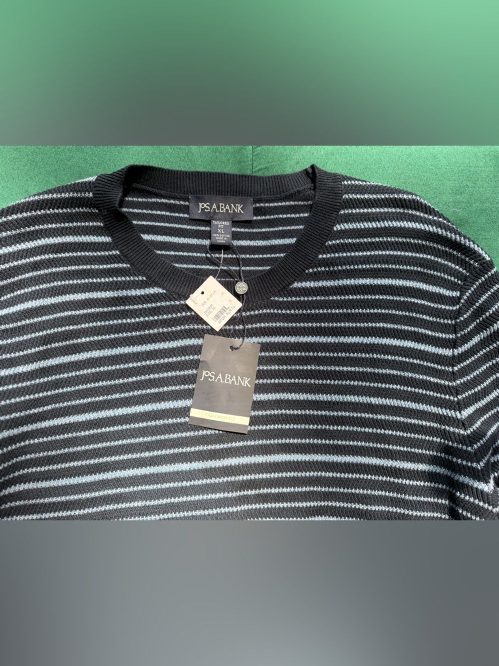 Jos. A. Bank Navy and Light Blue Striped Crewneck Sweater xl NWT - Picture 3 of 6